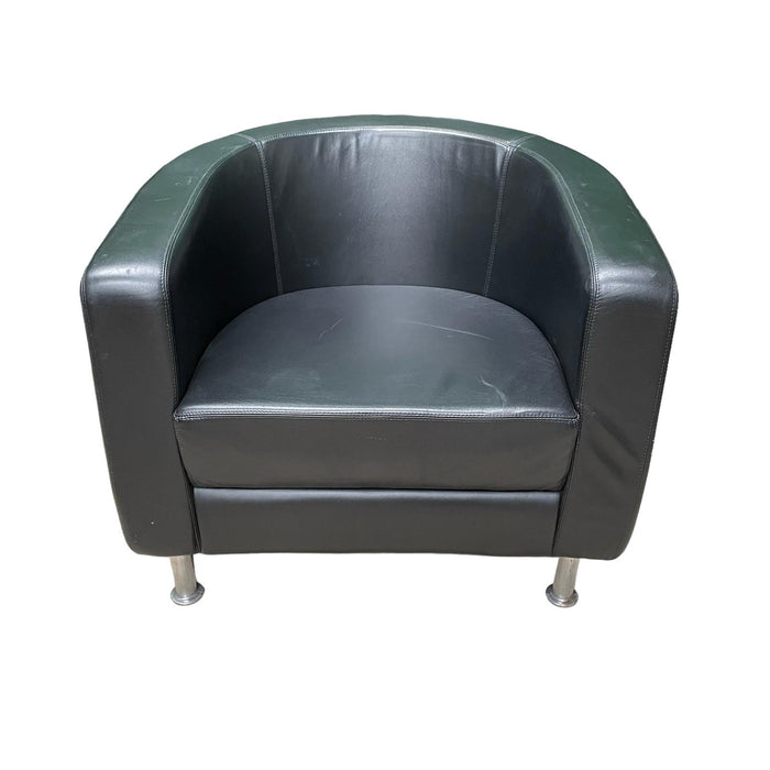 Refurbished Black Boss Design Leather Tub Office Arm Chair
