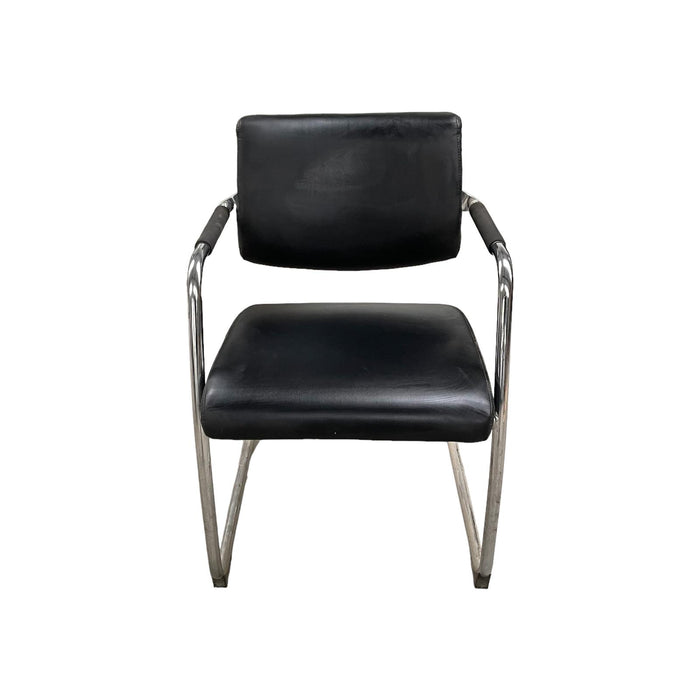 Refurbished Black Faux Leather Meeting Room Chair