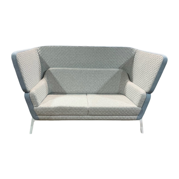 Refurbished Harc Highback Sofa - Light Grey Front, Blue Back