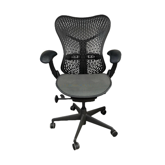 Herman Miller Mirra Chair in graphite and black.