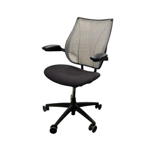 Office chair humanscale liberty with light grey mesh.