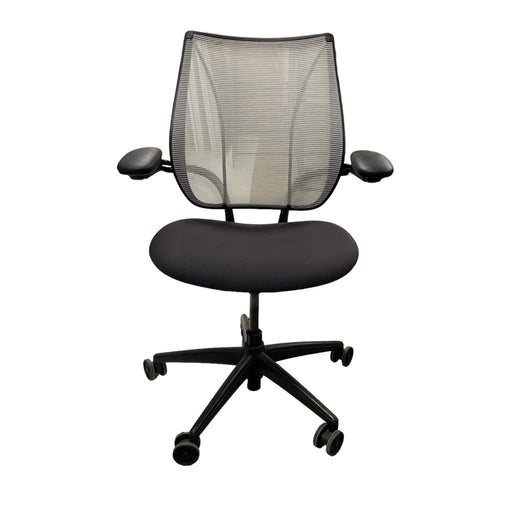 Office chair humanscale liberty with light grey mesh.