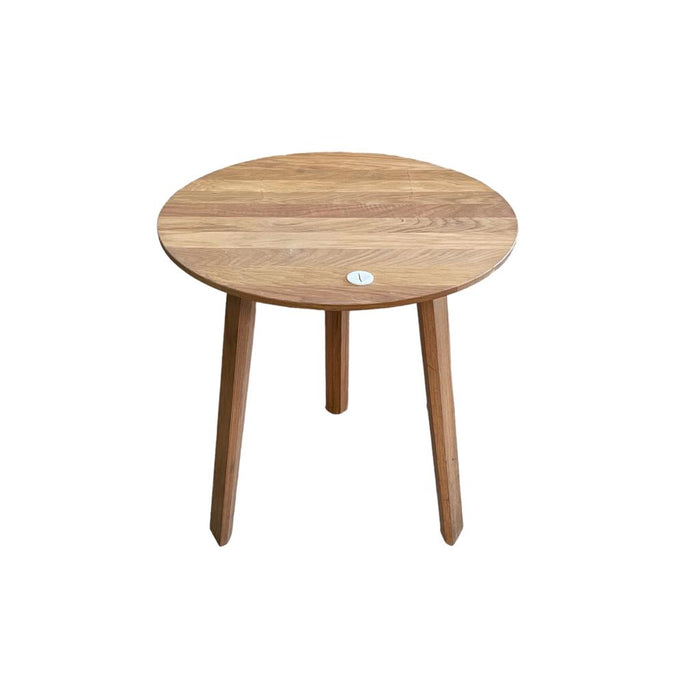 Refurbished round wooden coffee table.