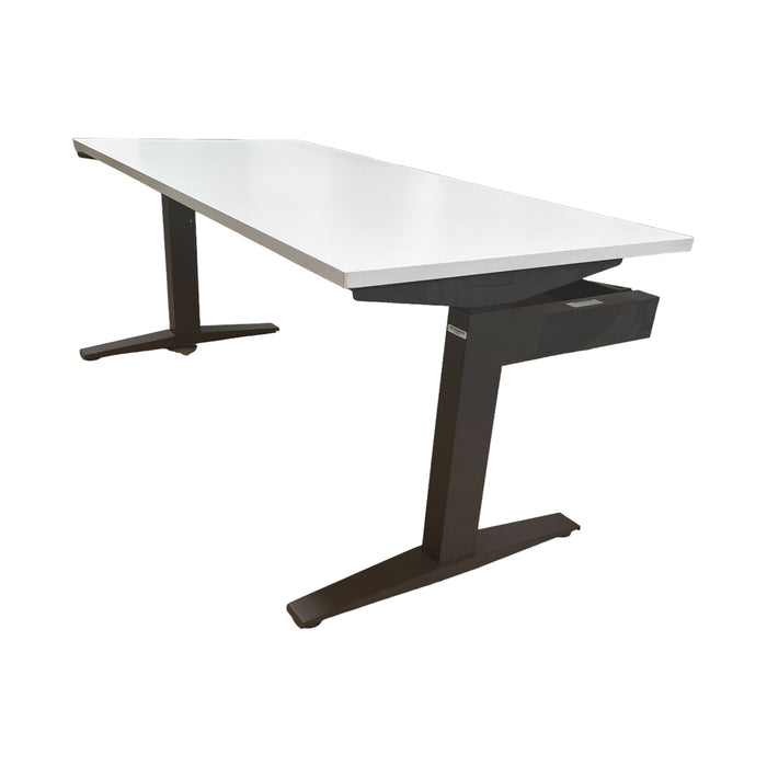 Refurbished Single Herman Miller Sit-Stand Desks with White Tops & Grey Legs