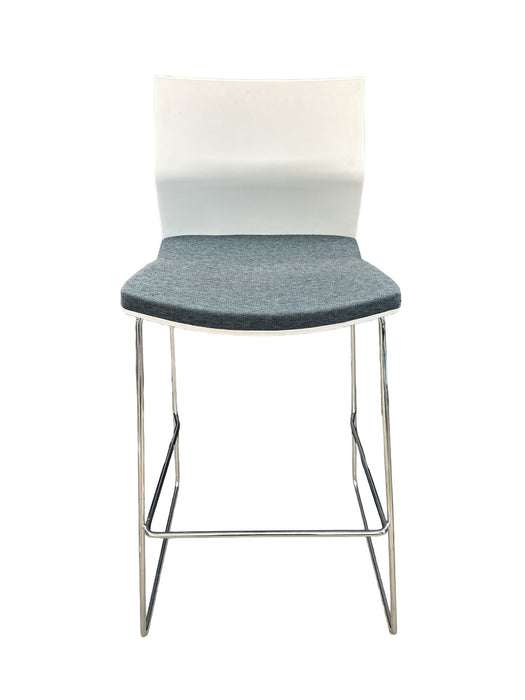 Refurbished Bene B_Side Bar Stool - White & Grey Modern Elegance