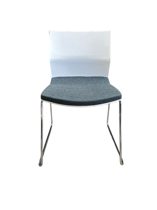 Refurbished Bene B_Side Bar Chair - Sleek White & Grey Design