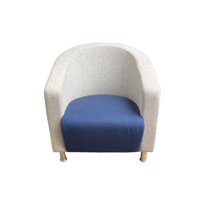 Refurbished Tub Chair in Cream & Dark Blue