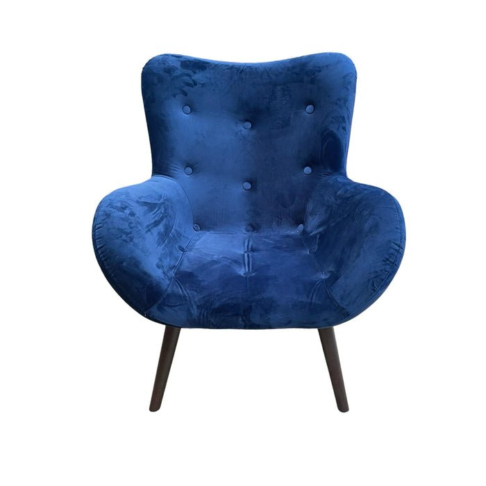 Refurbished Velour Armchair in Navy