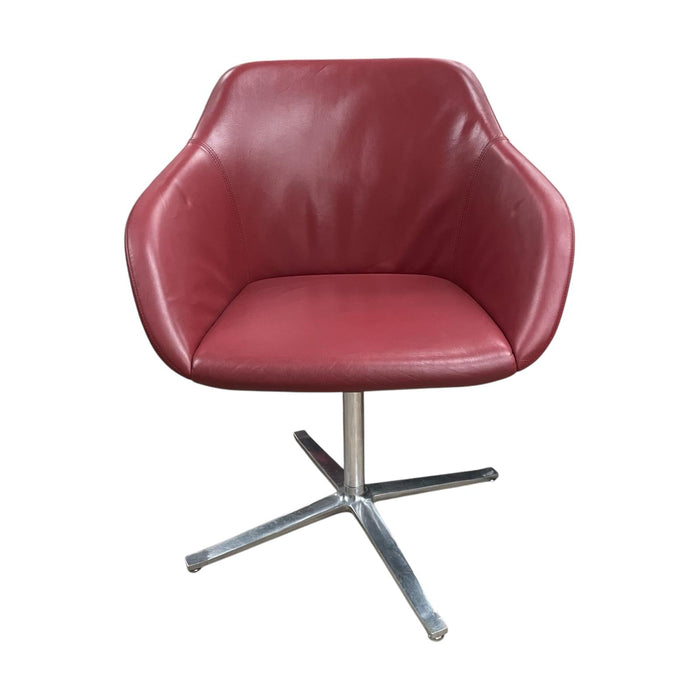 Refurbished Walter Knoll Turtle Lounge Chair in Red