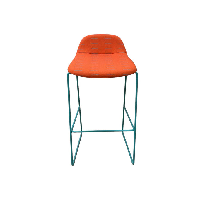 Refurbished hm58j Barstool in Orange & Teal