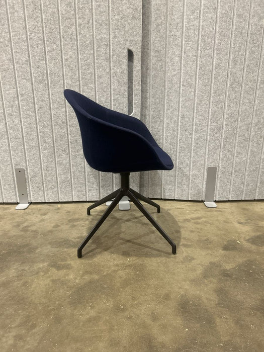 Refurbished Allermuir Kin Dark Blue Upholstered Tub Chair With 4 Star Swivel Base