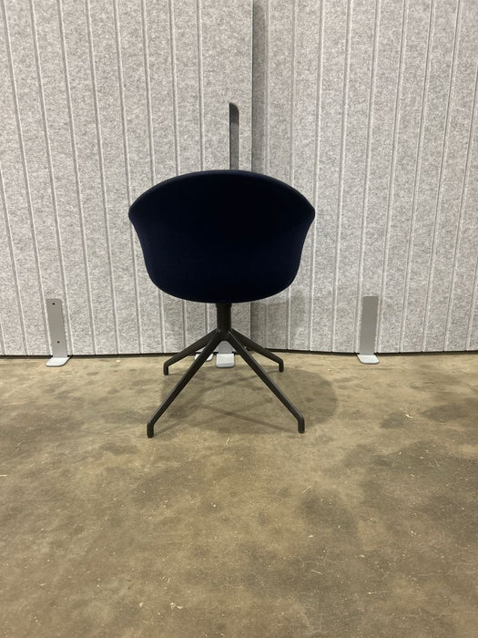 Refurbished Allermuir Kin Dark Blue Upholstered Tub Chair With 4 Star Swivel Base