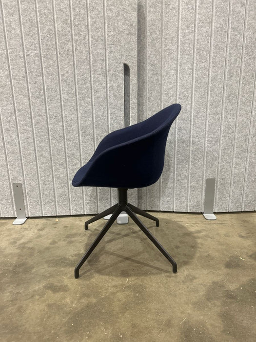 Refurbished Allermuir Kin Dark Blue Upholstered Tub Chair With 4 Star Swivel Base