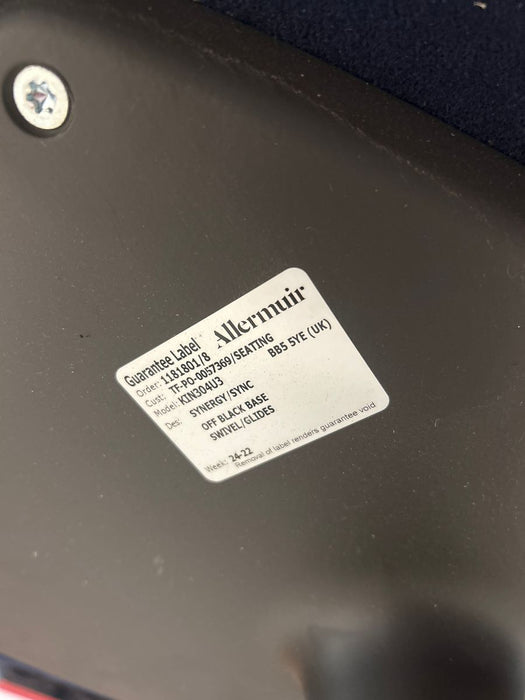 Refurbished Allermuir Kin Dark Blue Upholstered Tub Chair With 4 Star Swivel Base