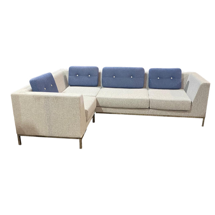 Refurbished Allermuir Octo 'L' Shape Sofa in Grey & Navy