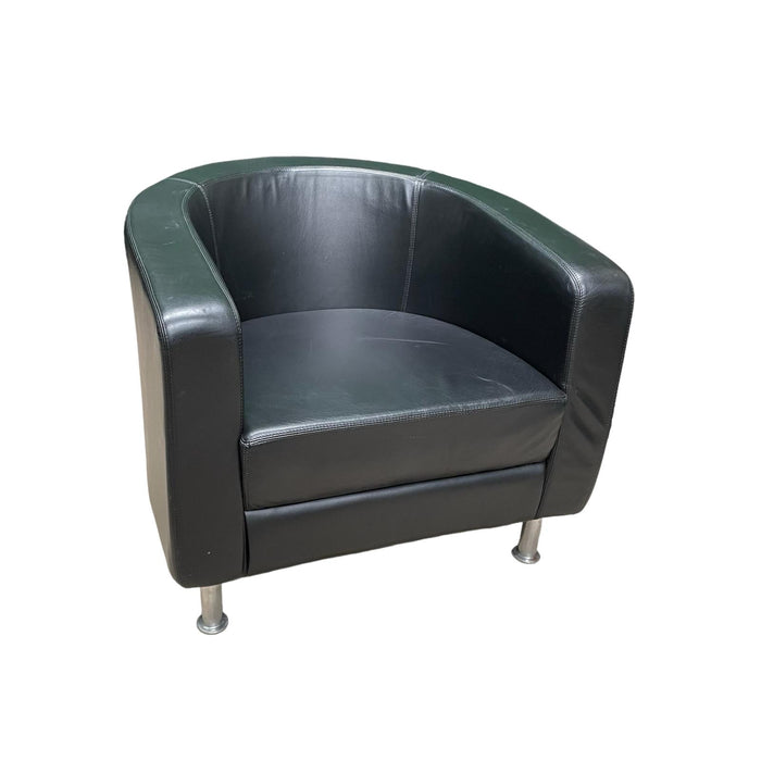 Refurbished Black Boss Design Leather Tub Office Arm Chair