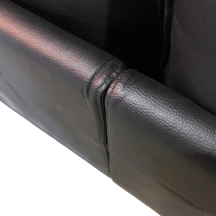 Refurbished Black 'U' Shape Sofa in Black Leather