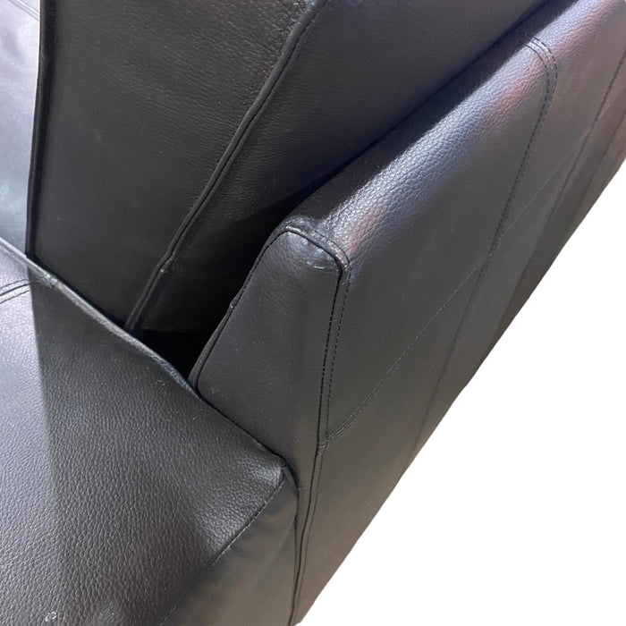 Refurbished Black 'U' Shape Sofa in Black Leather