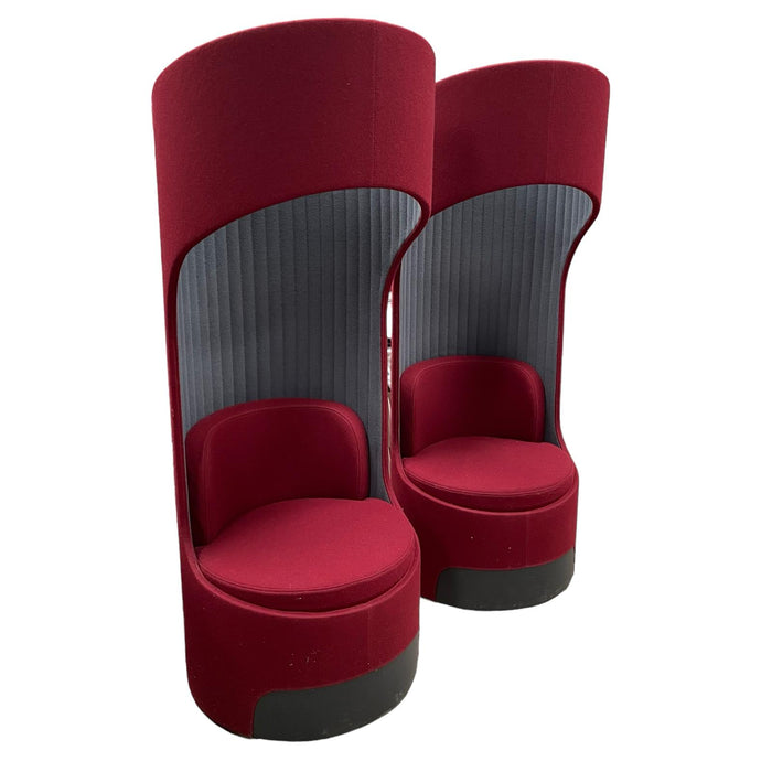 Refurbished Boss Design Cega High-Back Privacy Seat in Red & Grey