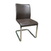 Steelcase brown leather office chair with chrome cantilever base, from the side.