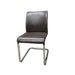 Steelcase brown leather office chair with chrome cantilever base, from the side.