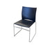 Xpresso black stacking chair with metal legs, from the side. 