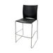 Black Xpresso stacking bar stool with metal legs, and footrest, from the side.