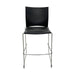Black Xpresso stacking bar stool with metal legs, and footrest, from the front.
