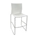 White Xpresso stacking stool with metal legs, from the side.