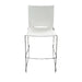 White Xpresso stacking stool with metal legs, from the front.