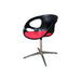 Red and black Fritz Hansen swivel dining chair.