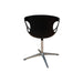 Red and black Fritz Hansen swivel dining chair.