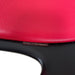 Close up of red and black Fritz Hansen swivel dining chair.