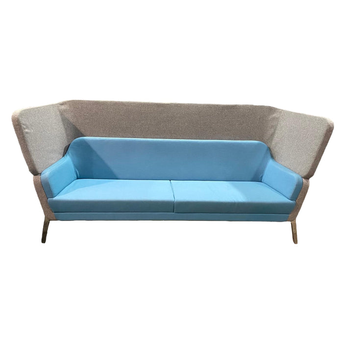 Refurbished Harc Highback 3-4 Seater Sofa - Blue Front, Grey Back with Chrome Legs
