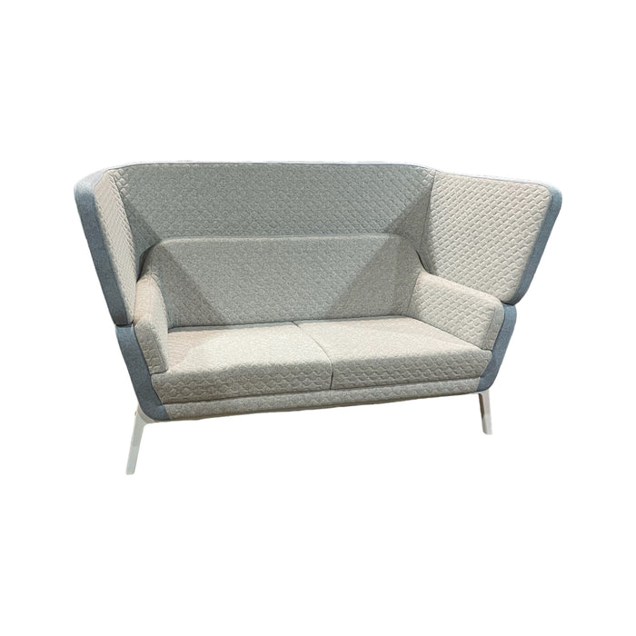 Refurbished Harc Highback Sofa - Light Grey Front, Blue Back