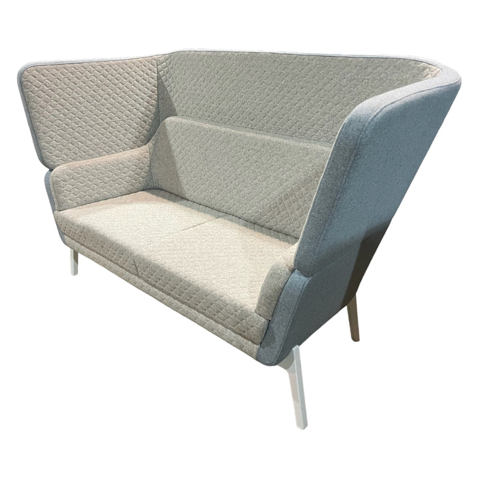 Refurbished Harc Highback Sofa - Light Grey Front, Blue Back