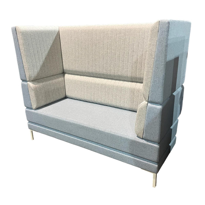 Refurbished HenRay Highback Sofa - Light Grey Front, Pale Blue Back