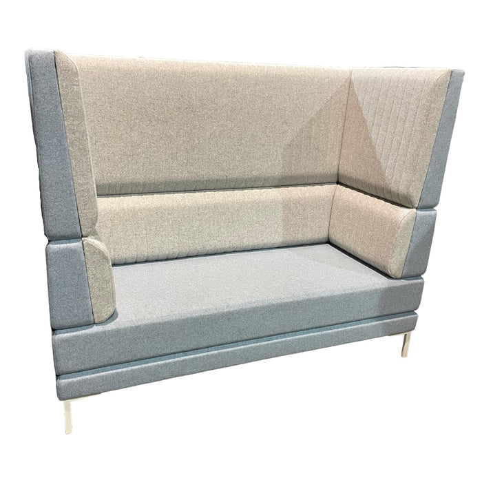 Refurbished HenRay Highback Sofa - Light Grey Front, Pale Blue Back