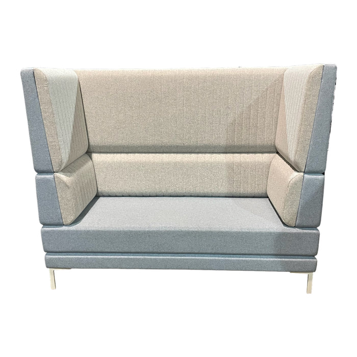 Refurbished HenRay Highback Sofa - Light Grey Front, Pale Blue Back