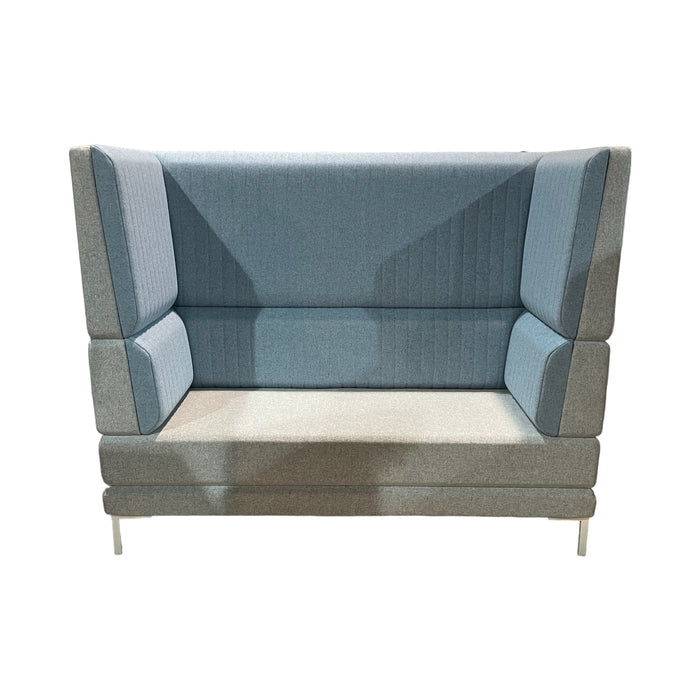 Refurbished HenRay Highback Sofa - Pale Blue Front, Grey Back