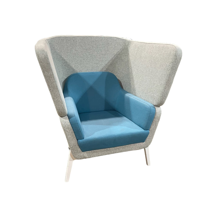 Refurbished High-back Two Tone 1-Seater Booth in Grey & Blue