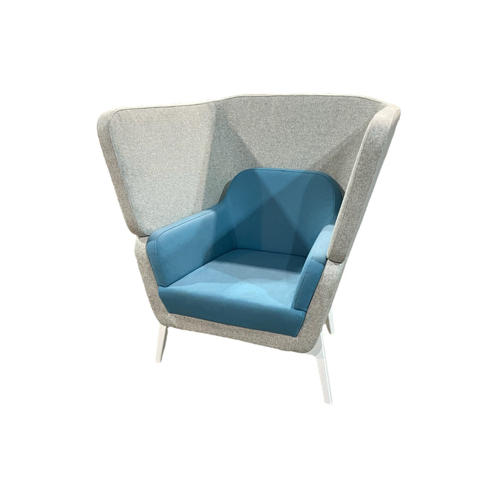 Refurbished High-back Two Tone 1-Seater Booth in Grey & Blue