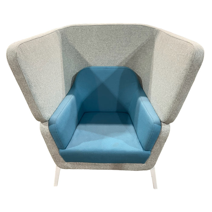 Refurbished High-back Two Tone 1-Seater Booth in Grey & Blue