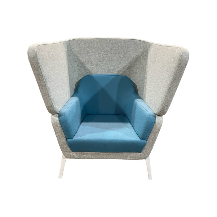 Refurbished High-back Two Tone 1-Seater Booth in Grey & Blue