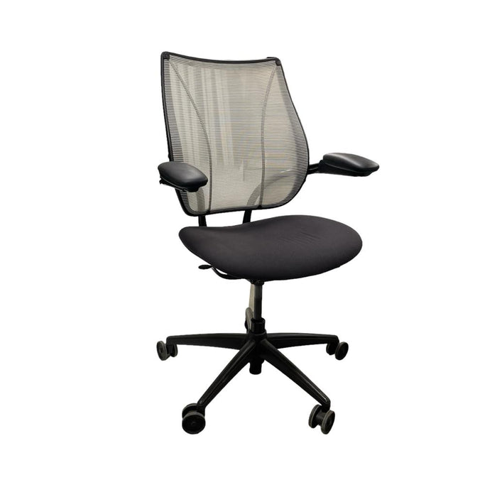 Office chair humanscale liberty with light grey mesh.