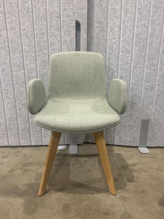 Refurbished Orangebox Cubb Upholstered Armchair Sage Green with Wooden Legs