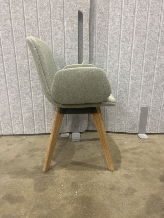 Refurbished Orangebox Cubb Upholstered Armchair Sage Green with Wooden Legs