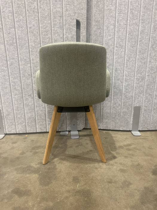Refurbished Orangebox Cubb Upholstered Armchair Sage Green with Wooden Legs
