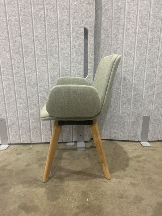 Refurbished Orangebox Cubb Upholstered Armchair Sage Green with Wooden Legs