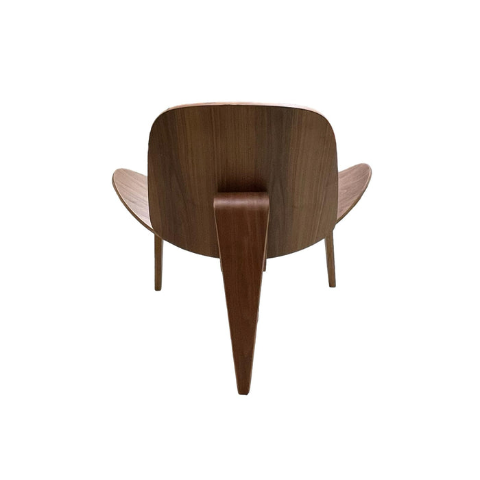 Refurbished Replica Carl Hansen & Son Shell Chair in Dark Wood & Black Faux Leather